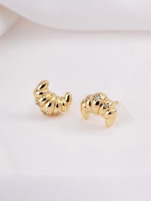 Croissant Stud Earrings | 5A Grade Cubic Zirconia | 14K Gold Plated Brass