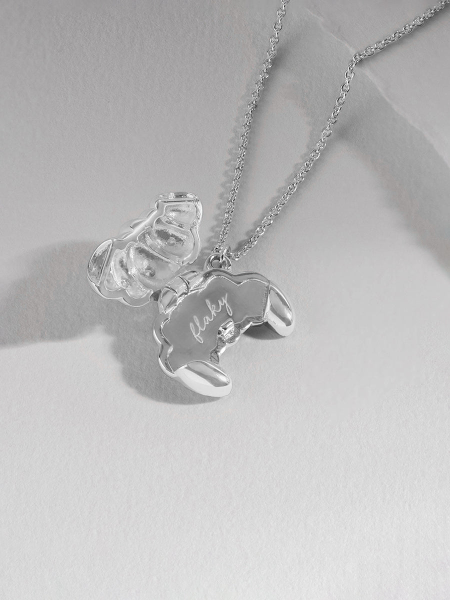 Croissant Necklace | Natural Gemstone | Silver Rhodium Plated Brass