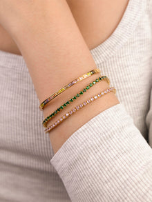 Pave Emerald Tennis Bracelet | 5A Grade Cubic Zirconia | 14K Gold Vermeil