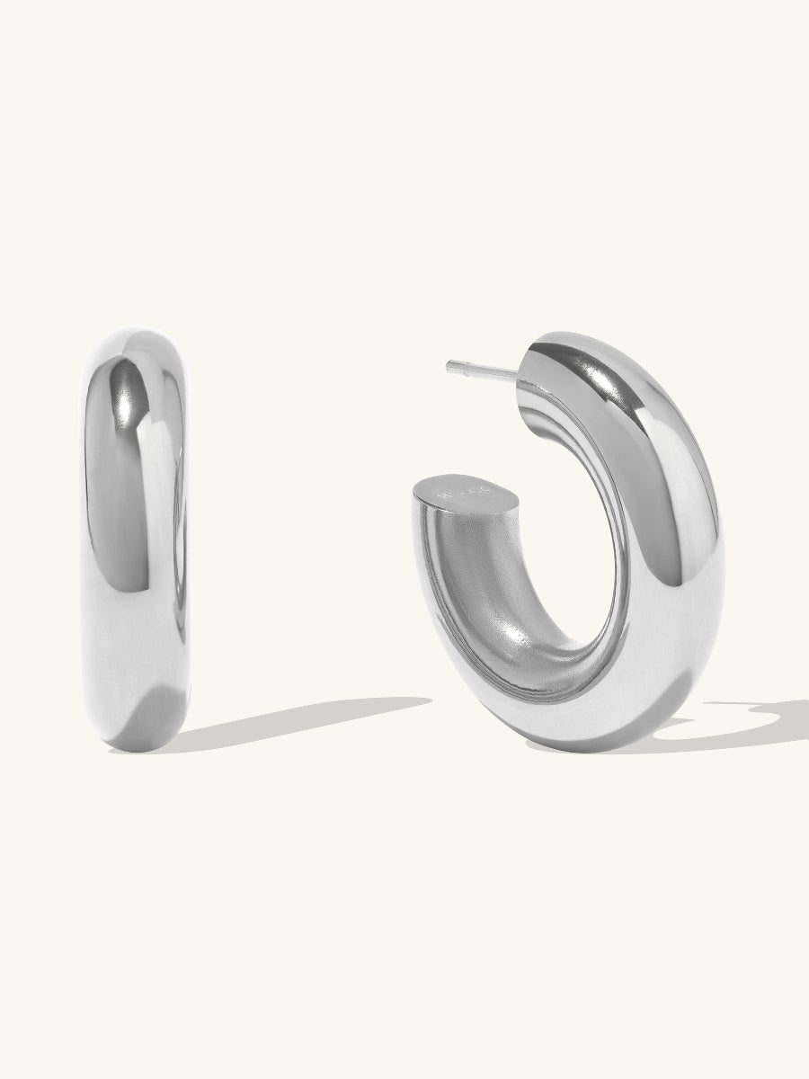 Hailey Petite Hoop 11mm Earrings  | Silver Rhodium Plated Brass