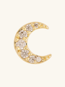 Crescent Diamante Barbell Earring | 5A Grade Cubic Zirconia | 14K Gold Plated Brass