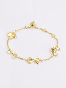 Food Party Charm Bracelet | 5A Grade Cubic Zirconia | 14K Gold Plated Brass