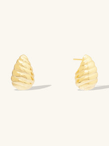 Teardrop Seashell 20mm Stud Earrings | 14K Gold Plated Brass