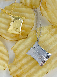 Bag of Chips Necklace | Silver Rhodium Plated Brass
