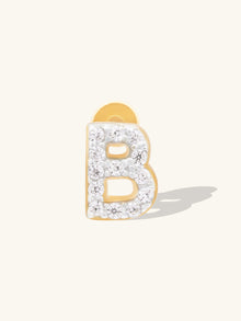 Alphabet Pave Flat Back Earring | 14K Gold Plated Brass