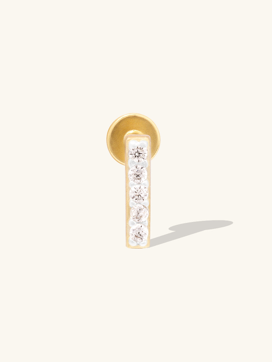 Alphabet Pave Flat Back Earring | 14K Gold Plated Brass