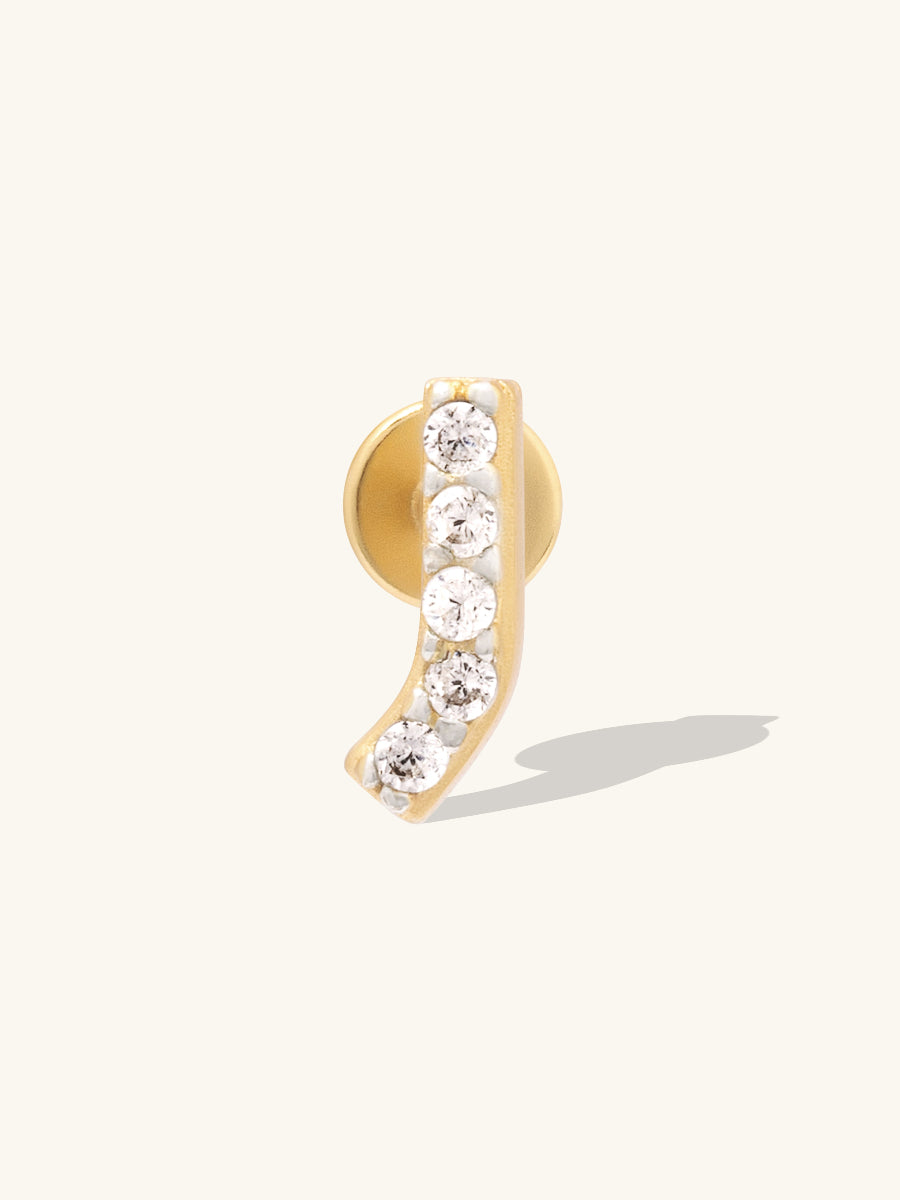 Alphabet Pave Flat Back Earring | 14K Gold Plated Brass