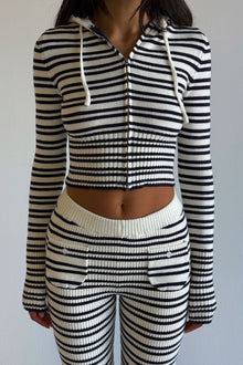 Aimee Knit Zip Up Hoodie - Starlit Stripe