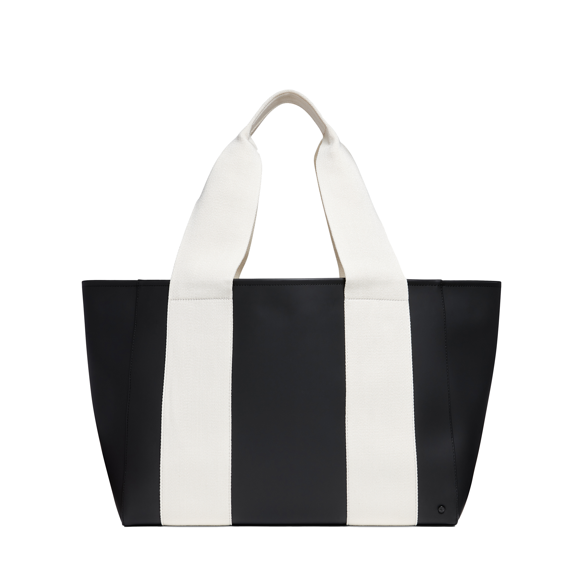 state bags Wellington cabana tote rubberized black/ivory front view click to zoom