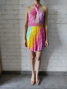 Evie Halterneck Short Dress | Rainbow