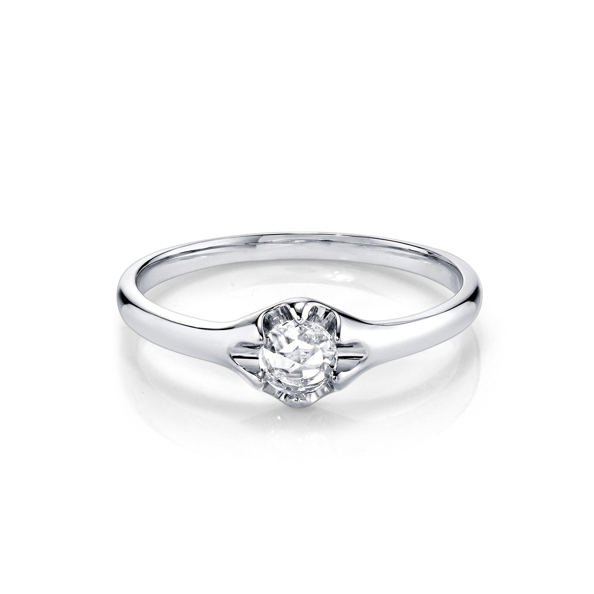 Women | White Diamond Buttercup Ring | 14k White Gold