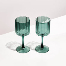 TWO x WAVE WINE GLASSES - TEAL - Fazeek Drinkware Wine Glass