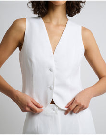 Women | Air Linen Relaxed Vest | White