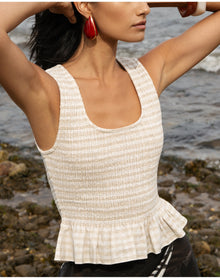 Women | Air Linen Smocked Tank | Natural