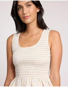 Women | Air Linen Smocked Tank | Natural