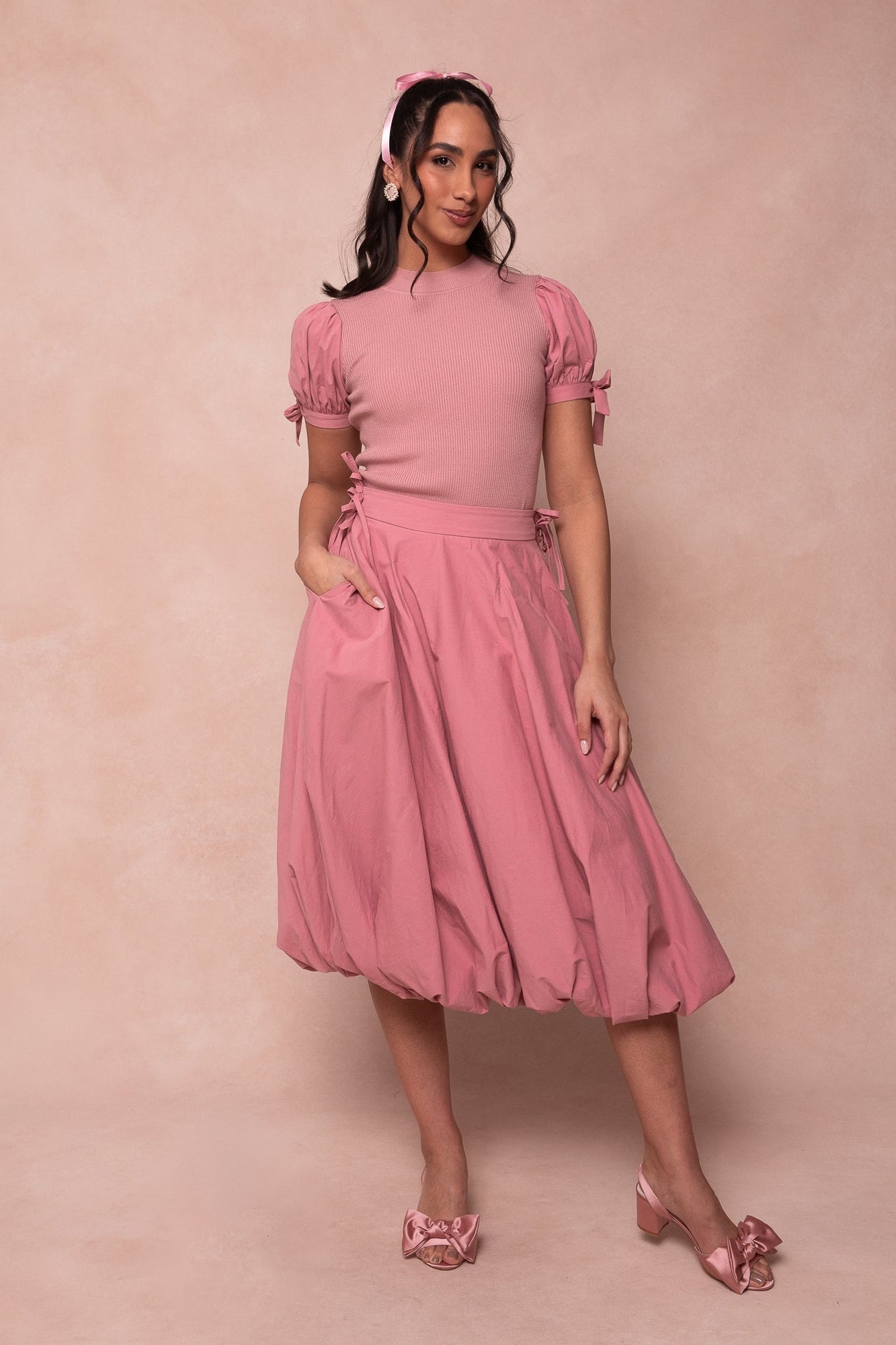 Women | Clo Bubble Midi Skirt | Pink