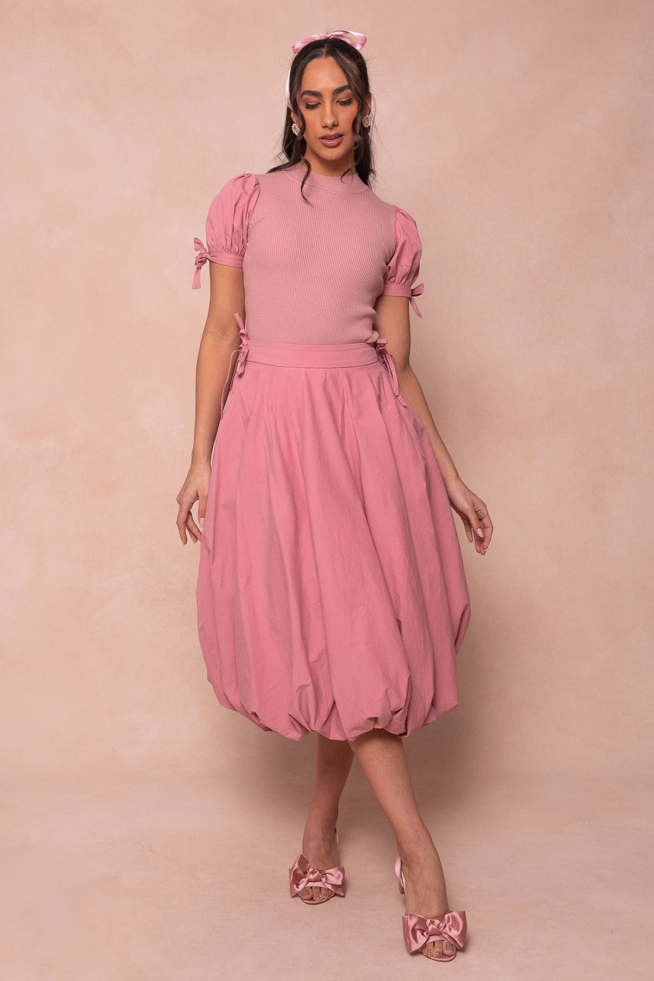 Women | Clo Bubble Midi Skirt | Pink