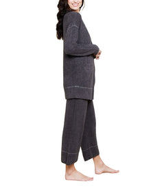 Women | Cozychic Lite Contrast Stitch Cardigan | Carbon-Pearl