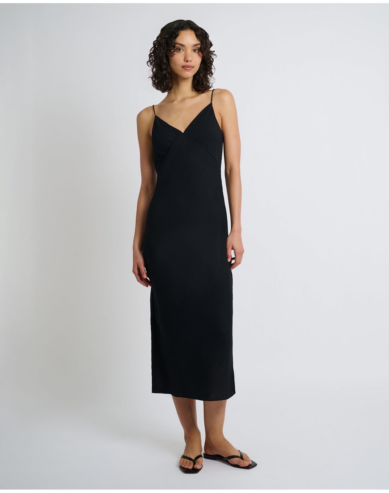 Women | Crinkle Slip Dress | Black