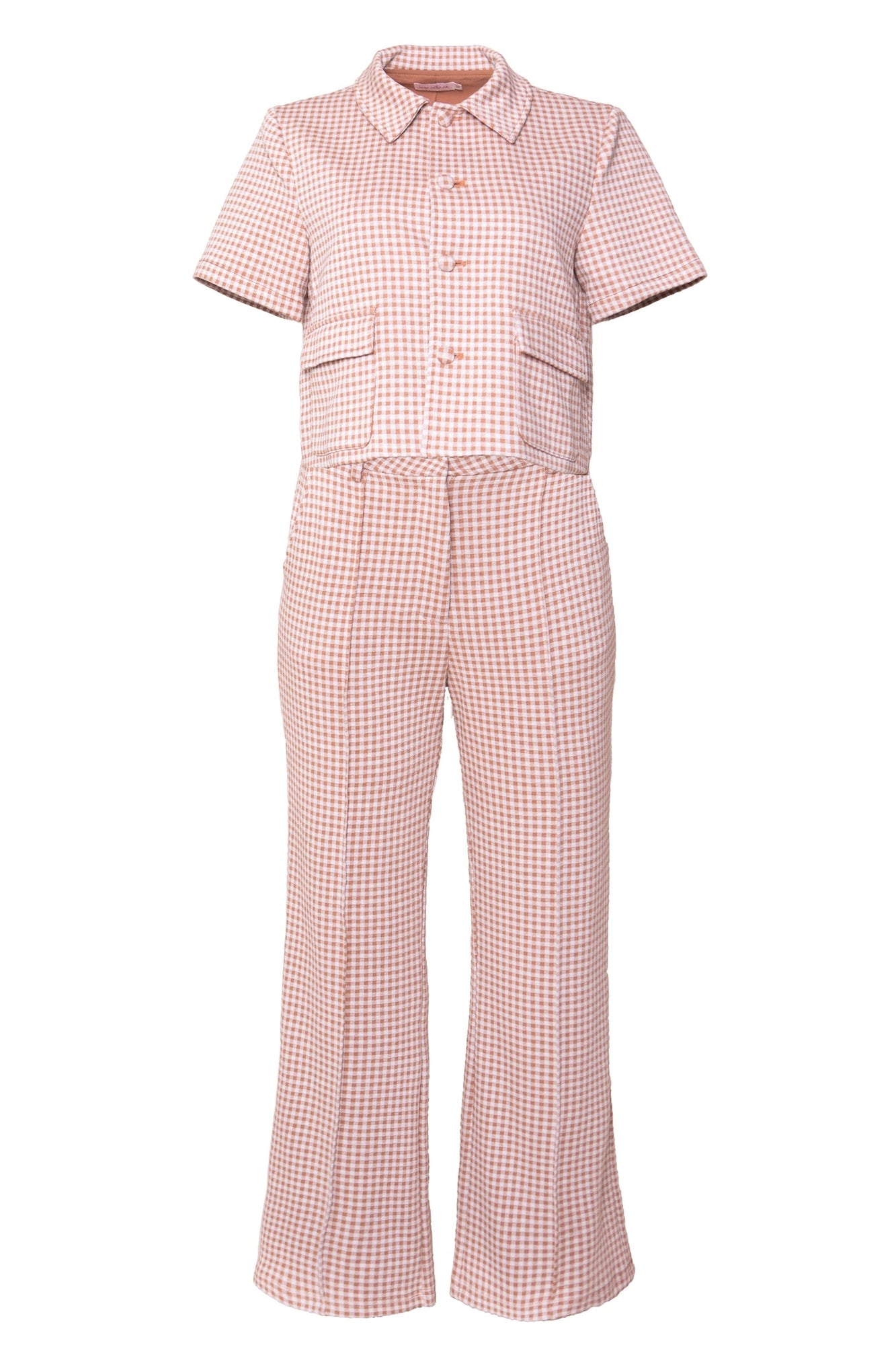 Women | Drew Blouse | Tan x Gingham