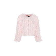 Women | Feather Cropped Jacket | Pink