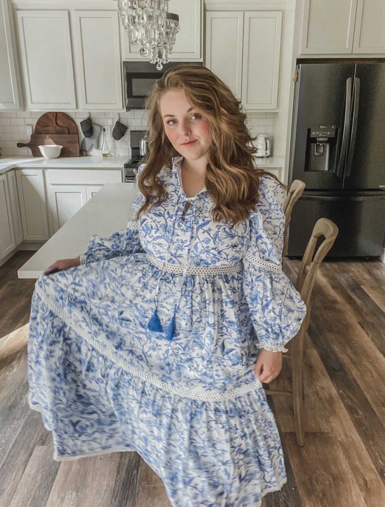 Women | Jaylin and Linen Mom Dress | Blue x White