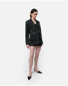 Kelan Vegan Leather Blazer | Noir