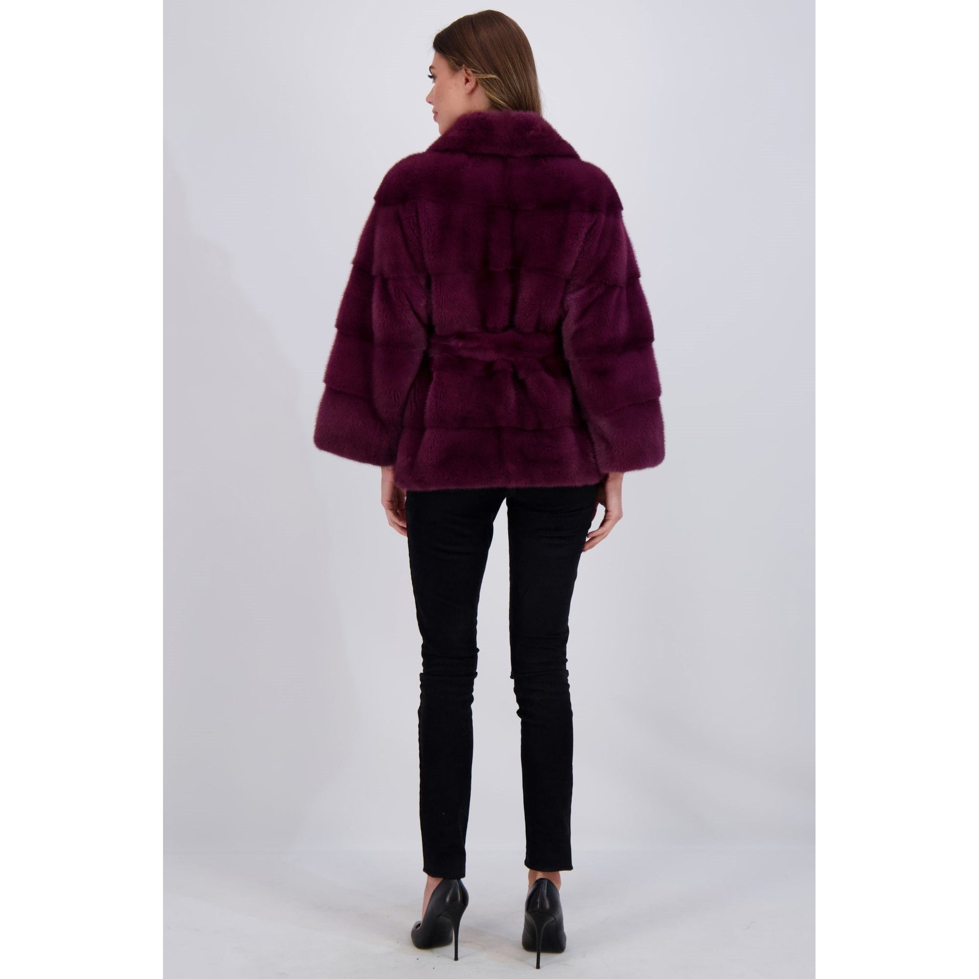 Women | Mink Jacket, Mink Belt | Magenta