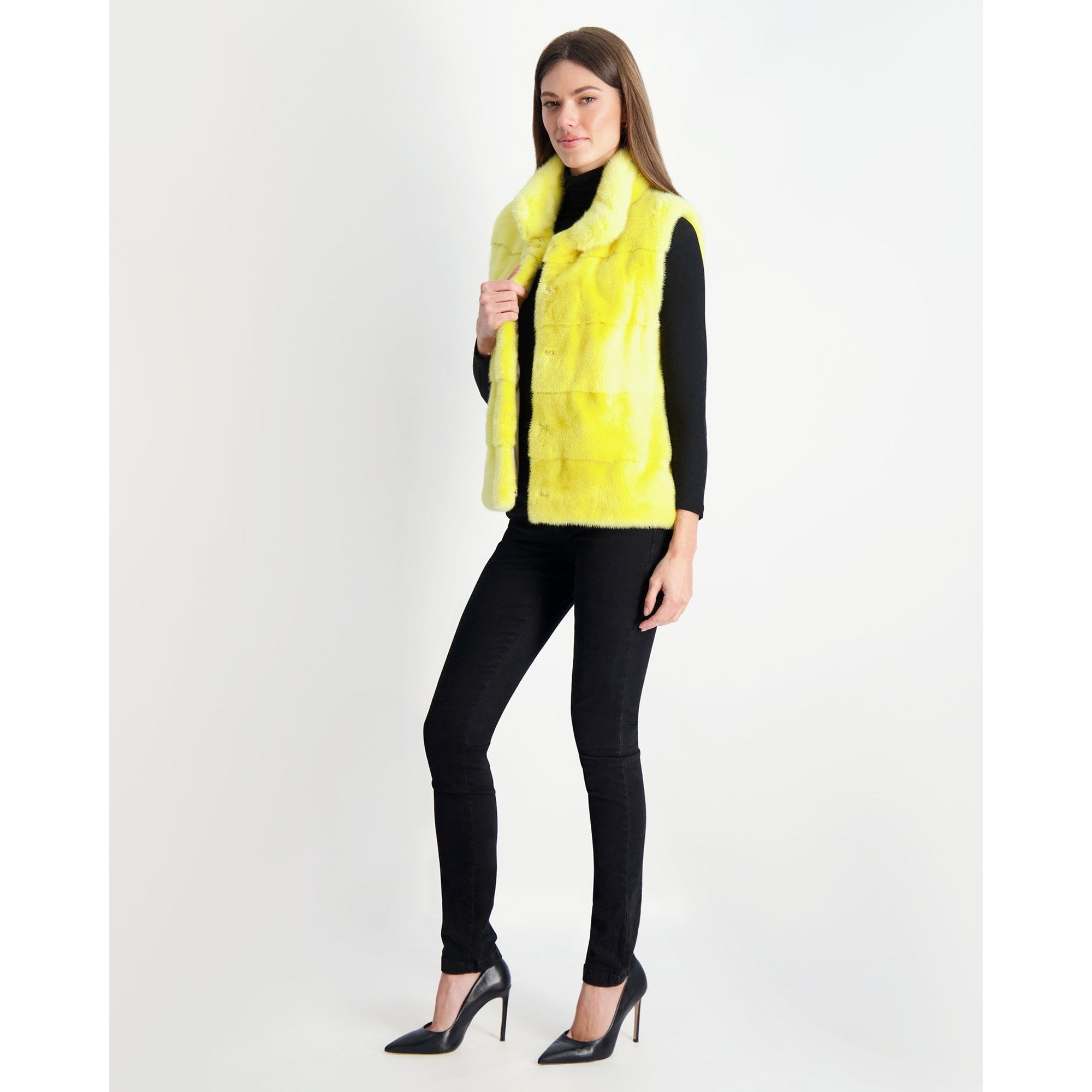 Women | Mink Vest | Yellow