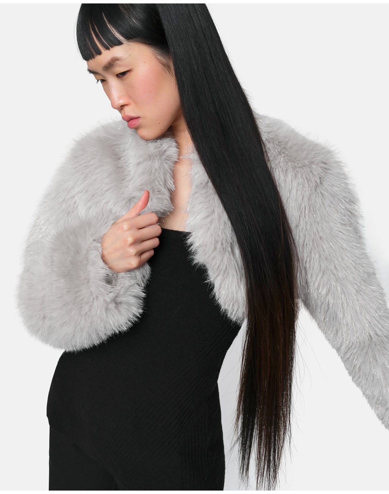 Odette Faux Fur Bolero | Silver