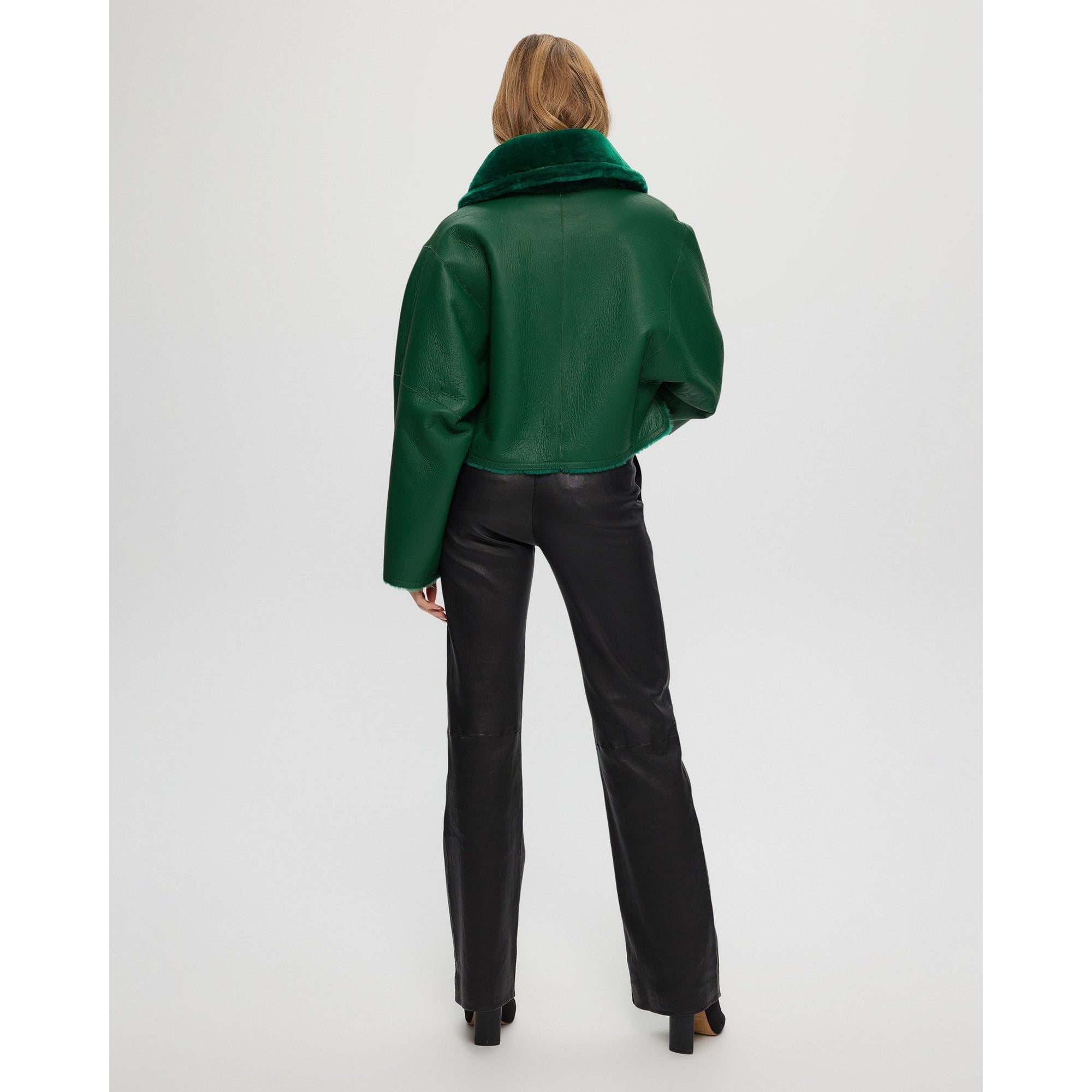 Women | Reversible Shearling Lamb Jacket | Green