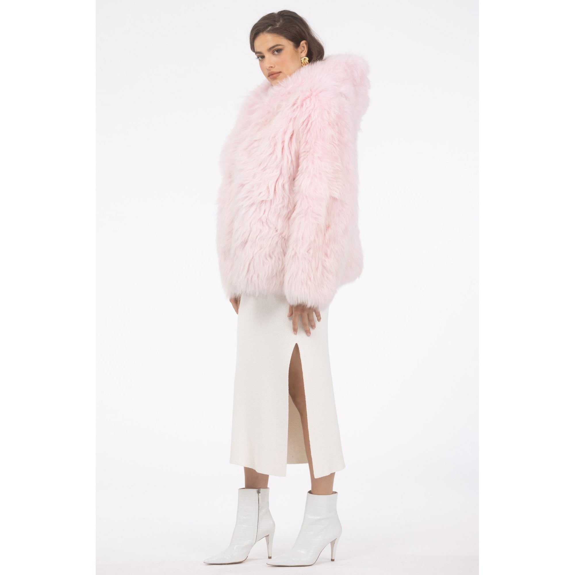 Women | Select Lamb Hooded Jacket | Pink