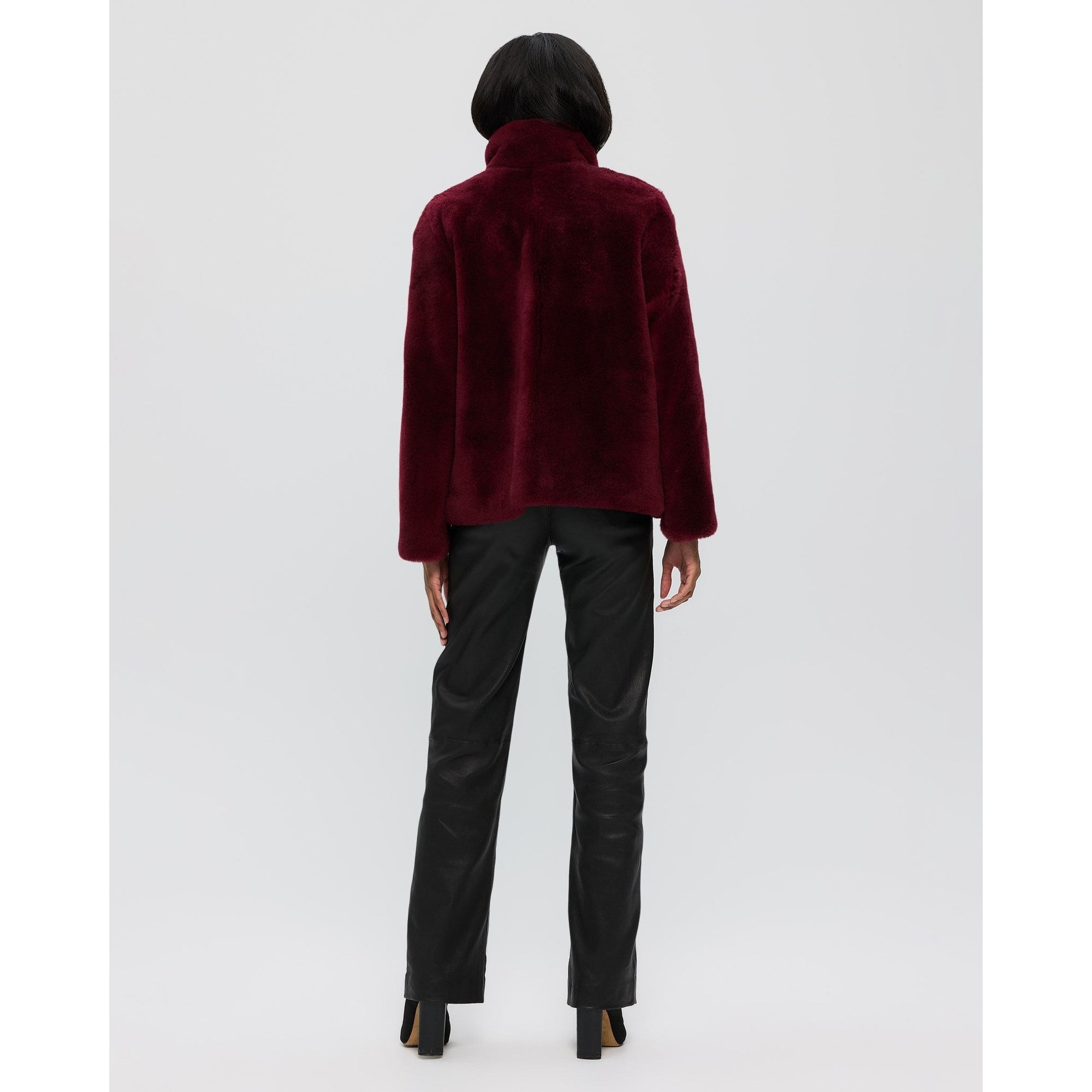 Women | Sheared Cashmere Goat Jacket | Burgundy