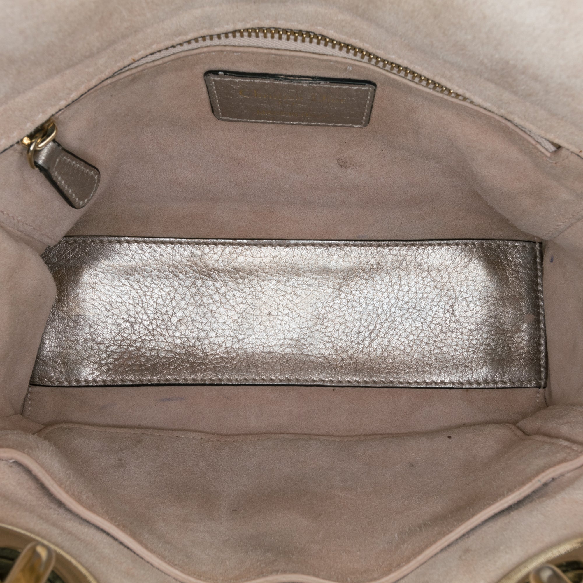 Dior | Pre-Owned Small Metallic Grained Calfskin Cannage Supple Lady | Silver