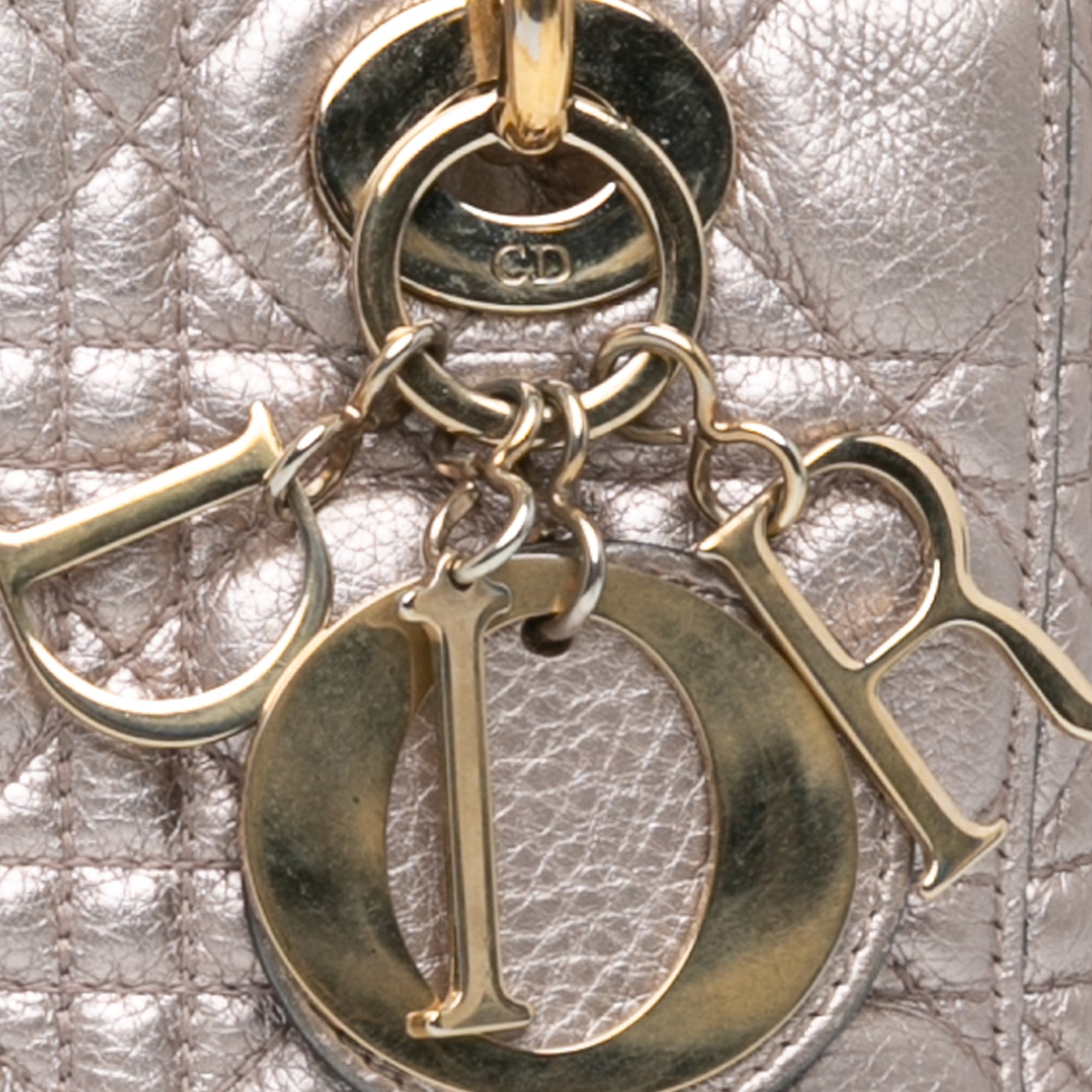 Dior | Pre-Owned Small Metallic Grained Calfskin Cannage Supple Lady | Silver