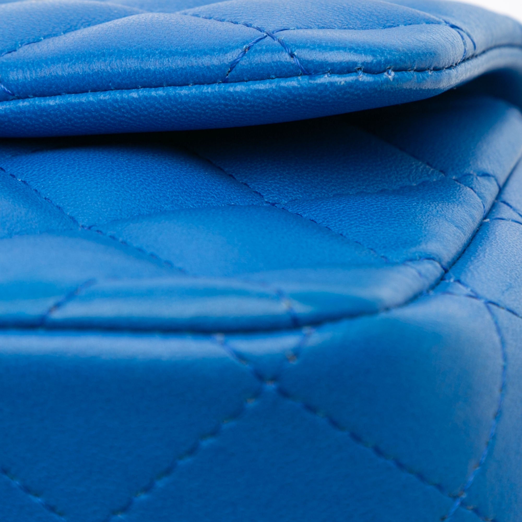 Chanel | Pre-Owned Mini Square Classic Lambskin Single Flap | Blue