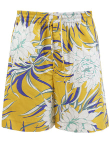 Men | VALENTINO | Peony Print Bermuda Short | Yellow Purple & White