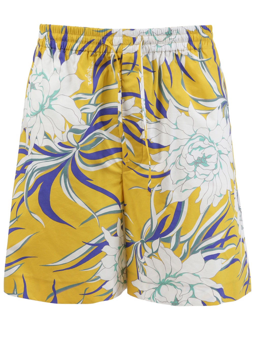 Men | VALENTINO | Peony Print Bermuda Short | Yellow Purple & White