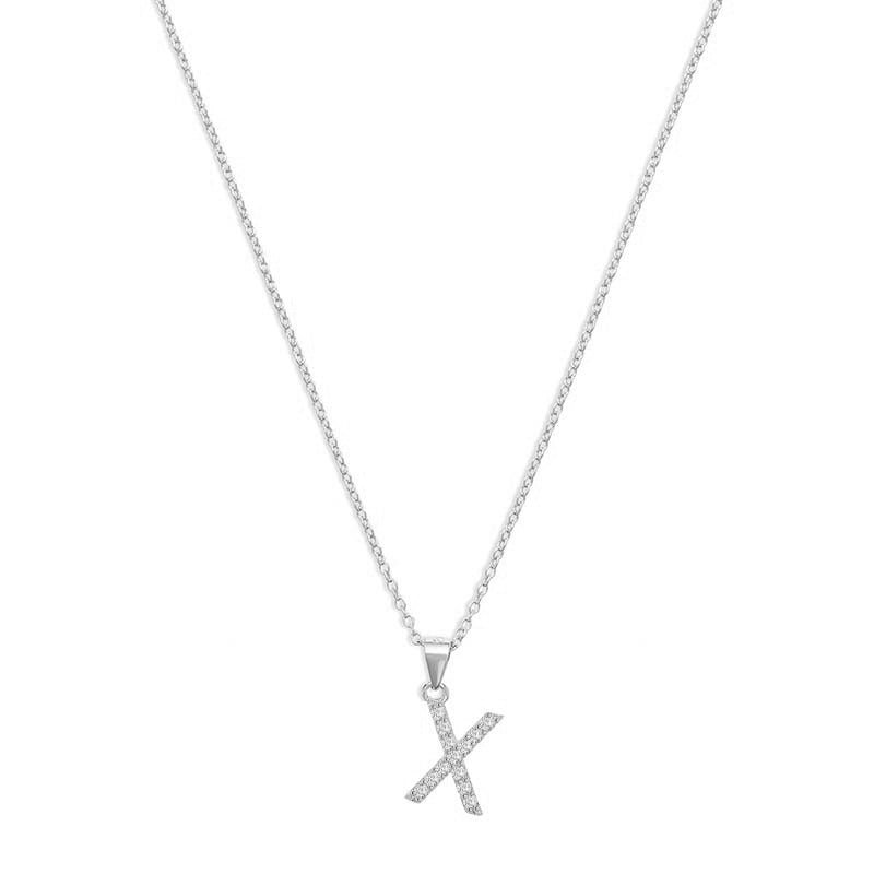 The Pave Single Block Initial Necklace | 18KT Gold Vermeil & Sterling Silver