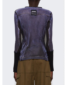 Y/Project | Women | Jean Paul Gaultier Trompe-l'oeil Denim Sheer Hook Eye Top | Black x White