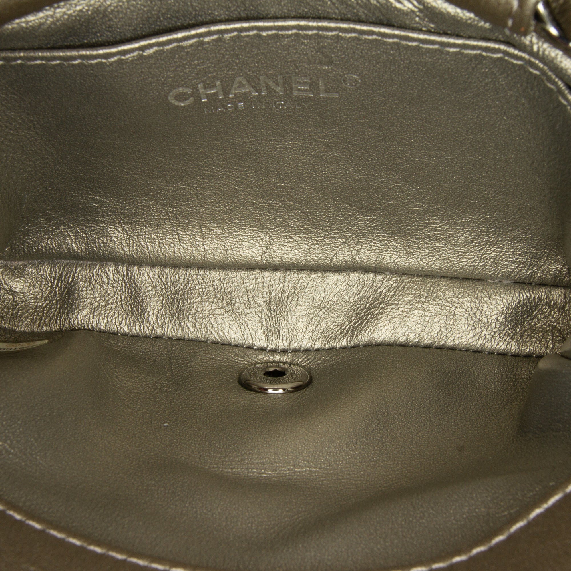 Chanel | Pre-Owned Mini Embellished Calfskin Chevron Square Envelop Flap | Gray