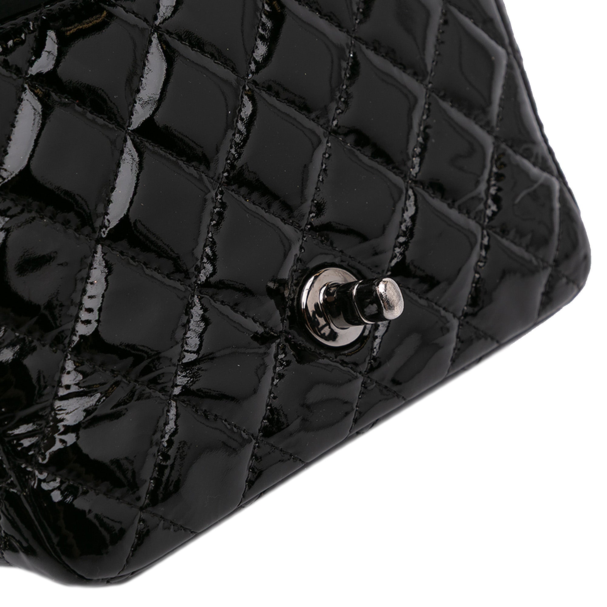 Chanel | Pre-Owned Mini Square Classic Patent Single Flap - V | Black