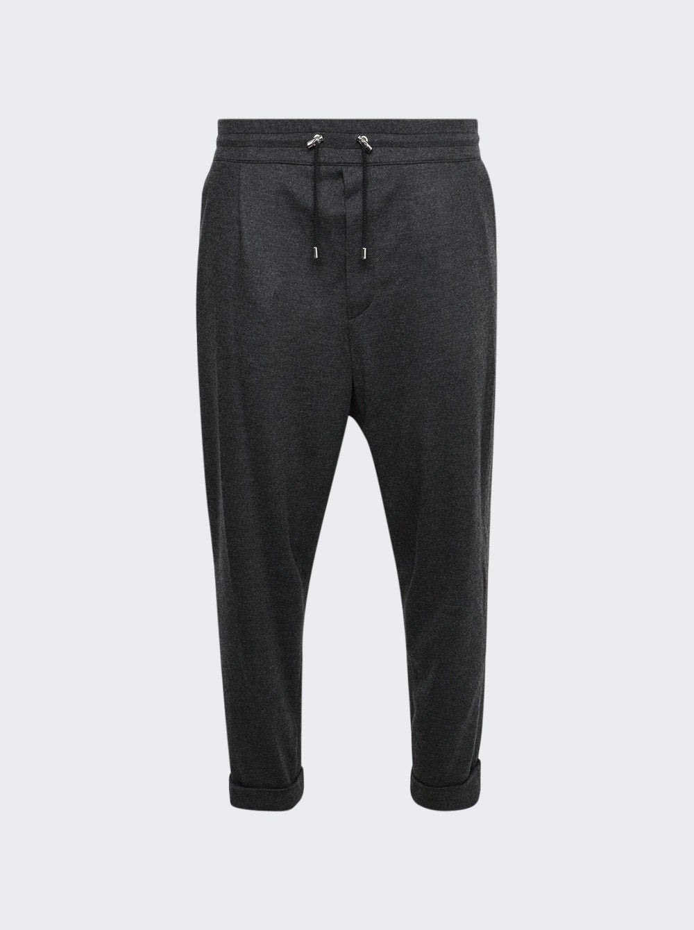 Men | Balmain | Drawstring Flannel Pants Dark Grey