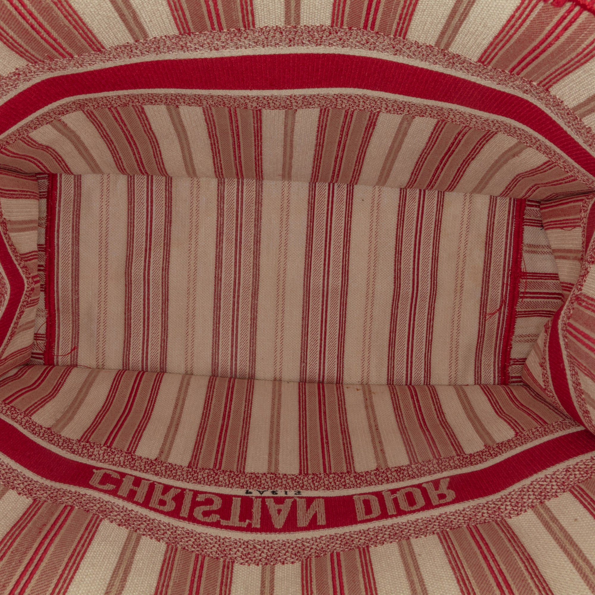 Dior | Pre-Owned Large Striped Book Tote | Red