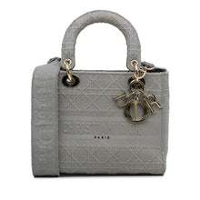 Dior | Pre-Owned Medium Canvas Cannage Lady D Lite - II | Gray/Light Gray
