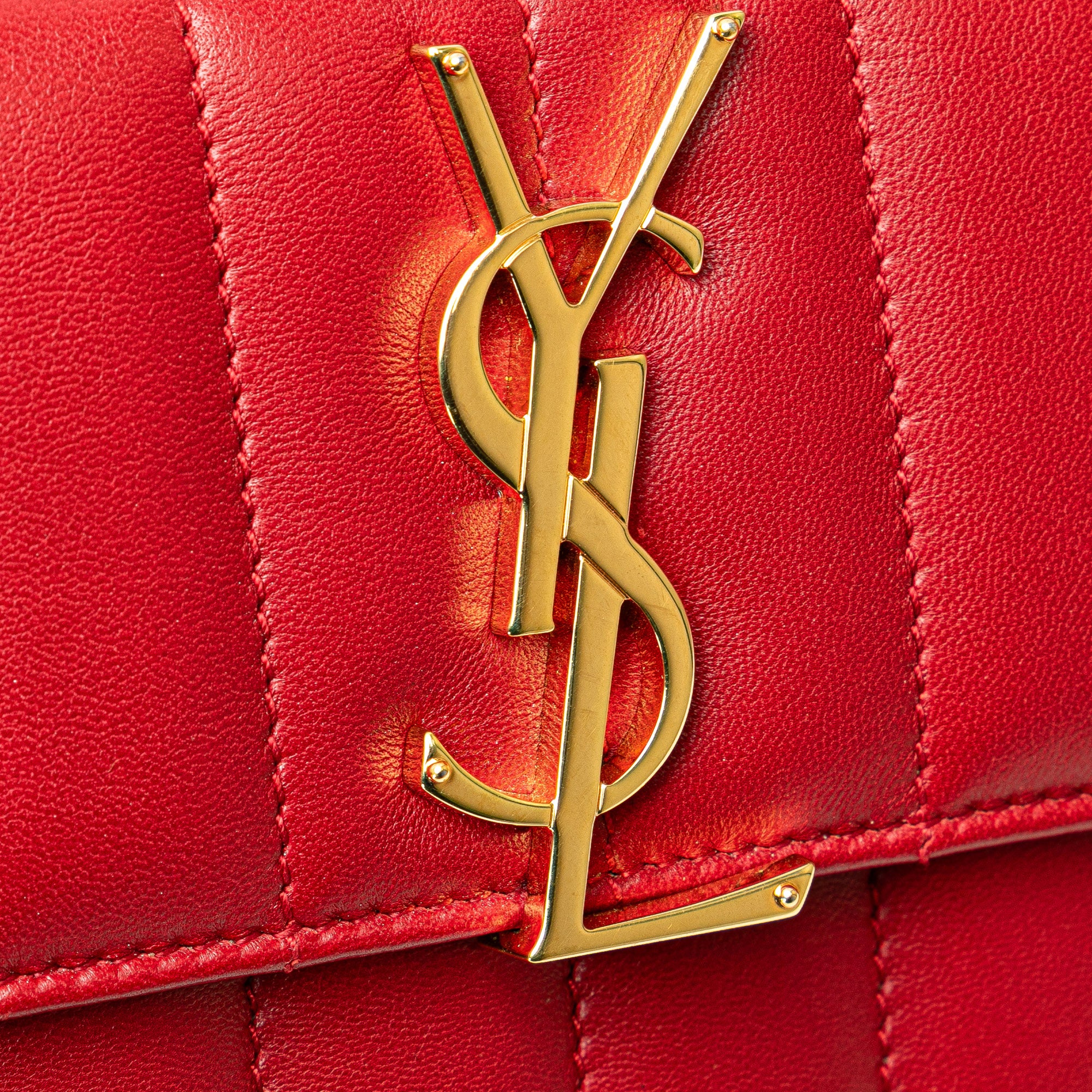 Saint Laurent | Pre-Owned Toy Lambskin Vicky Crossbody | Red