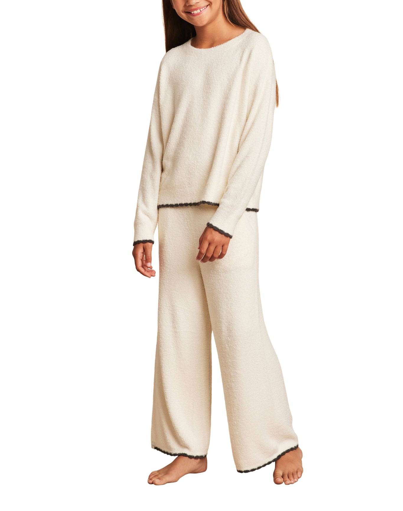 Youth | Cozychic Lite Scalloped Wide Leg Pant | Cream-Carbon