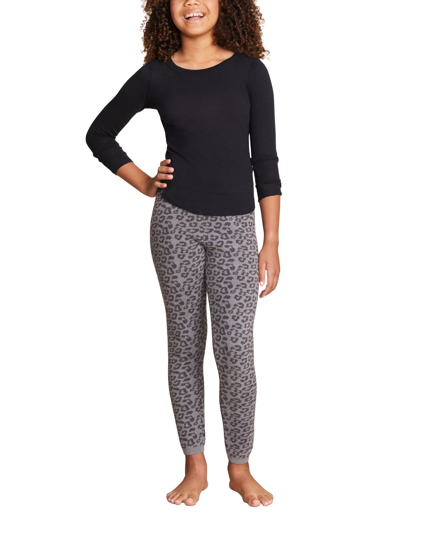 Youth | Cozychic Ultra Lite Leopard Legging | Graphite-Carbon