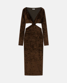 Zanee Cut-Out Crushed-Velvet Dress | Dark Brown