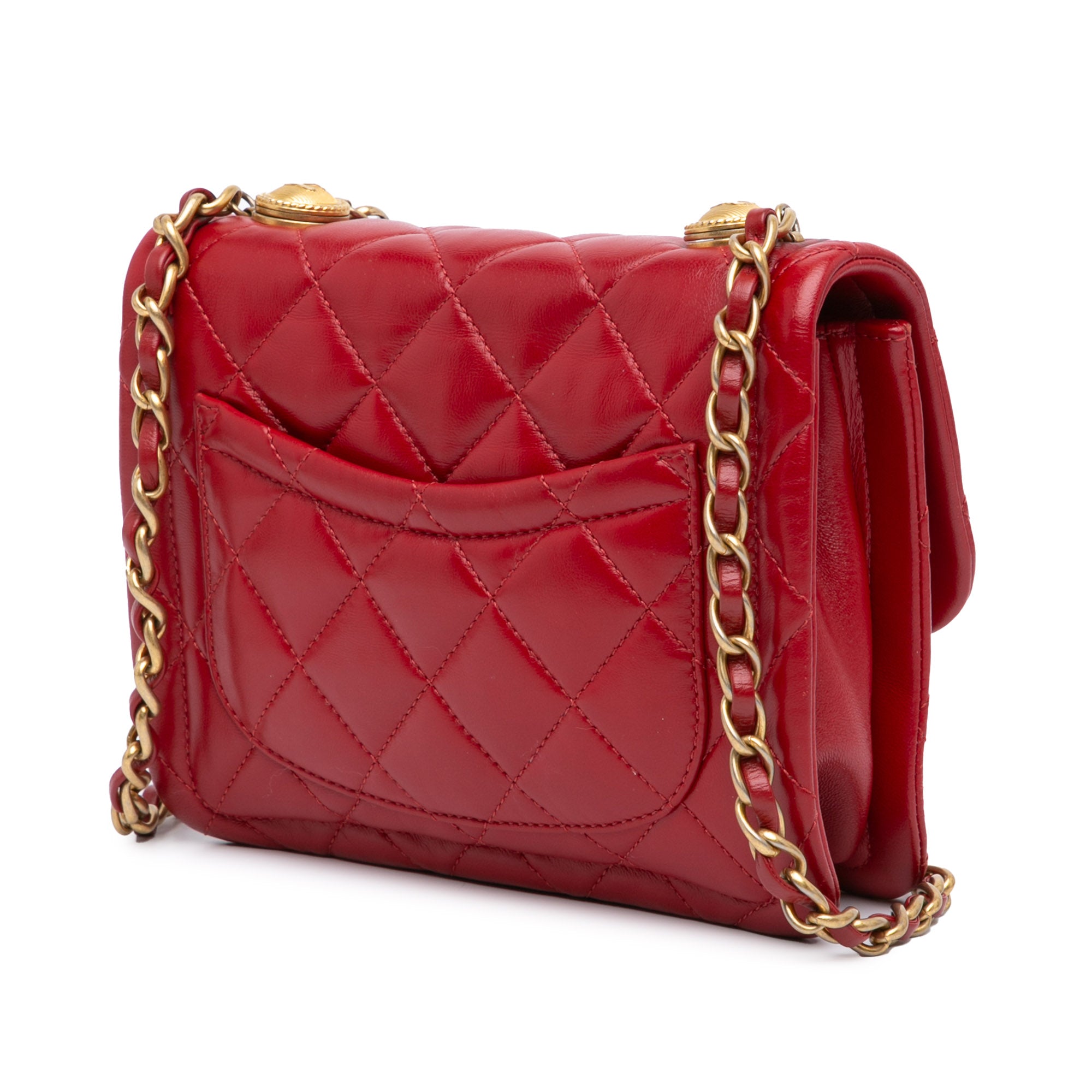 Chanel | Pre-Owned Mini Quilted Lambskin Soft Square Flap | Red